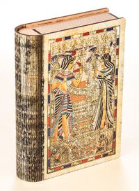 Kitap Şeklinde Mıknatıslı Ahşap Akordeon Kutu - Mısır Papirus Tutankamon