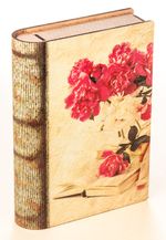 Kitap Şeklinde Mıknatıslı Ahşap Akordeon Kutu - Gül Nostalji