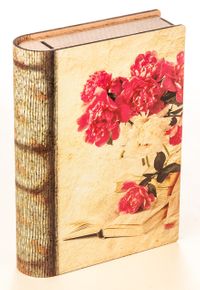 Kitap Şeklinde Mıknatıslı Ahşap Akordeon Kutu - Gül Nostalji