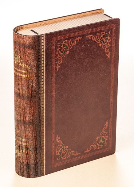 Kitap Şeklinde Mıknatıslı Ahşap Akordeon Kutu - Klasik Deri
