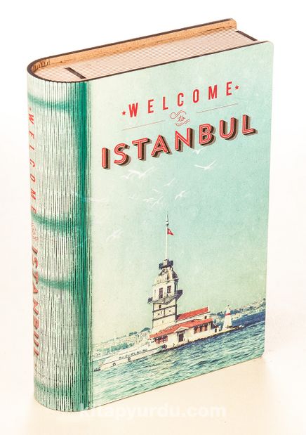 Kitap Şeklinde Mıknatıslı Ahşap Akordeon Kutu - İstanbul Nostalji