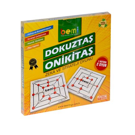 Dokuztaş Onikitaş Akıl Zeka Oyunu 9 Taş 12 Taş Doğal Ahşap(1413)