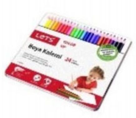 Lets 24 Renk Boya Kalemi Metal Kutuda L-4124T