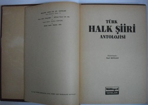 Türk Halk Şiiri Antolojisi Kod:6-H-8