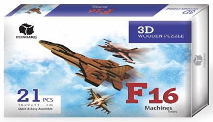 F16 Jet Uçak 3 Boyutlu Yapboz Ahşap (21 Parça)