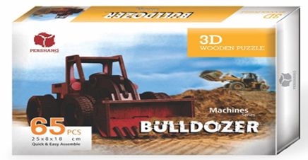 Ahşap Buldozer 3 Boyutlu Yapboz (65 Parça)