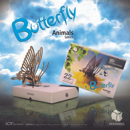 Ahşap Butterfly Kelebek 3 Boyutlu Yapboz (22 Parça)