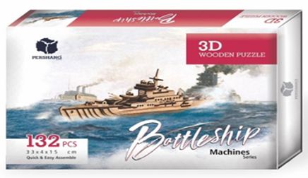 Savaş Gemisi (Battleship) 3 Boyutlu Yapboz Ahşap (132 PArça)
