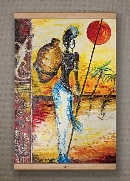 Full Frame Kanvas Poster - Testili Afrikalı Kadın Zaire - KAYIN (FFK-UK01)