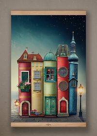 Full Frame Kanvas Poster - Fantastik Kitap Evler - KAYIN (FFK-KT01)