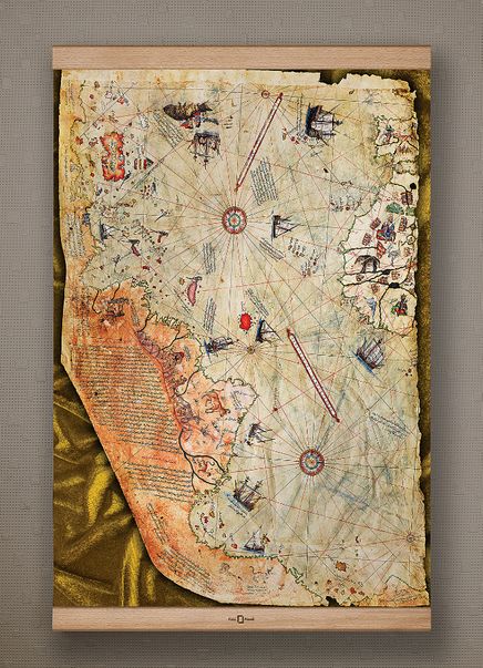 Full Frame Kanvas Poster - Piri Reis Haritası - KAYIN (FFK-HR01)