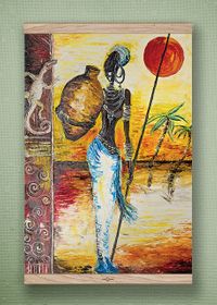 Full Frame Kanvas Poster - Testili Afrikalı Kadın Zaire - MEŞE (FFM-UK02)