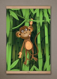 Full Frame Kanvas Poster - Bambu Ormanında Maymun - KAYIN (FFK-CK01)