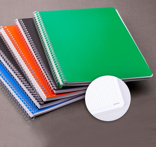 Bookinzi Okul Defteri - 80gr 70 yaprak A5 Spiralli Gri Kareli Defter 5'li Set