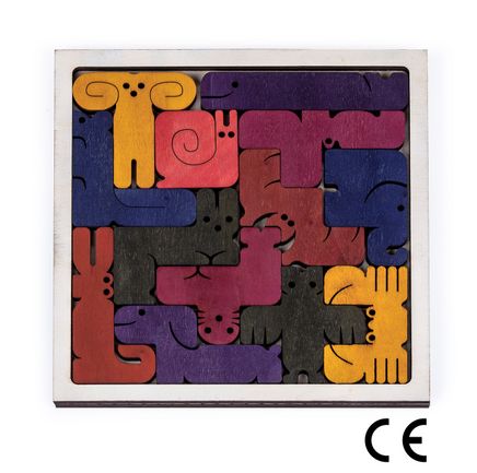 Montessori Ahşap Zeka Oyunları/ w-Animal Tetris