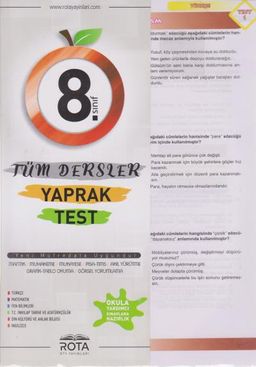 8. Sınıf Tüm Dersler Yaprak Test