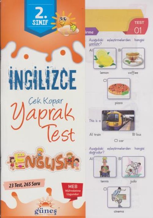 2. Sınıf İngilizce Çek Kopar Yaprak Test