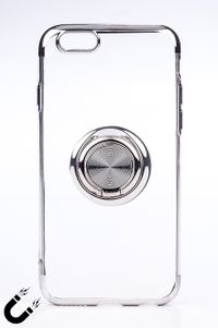 Telefon Kılıfı - Apple iPhone 6 ve 6S - Yüzüklü Şeffaf - Gümüş (TŞY-001)
