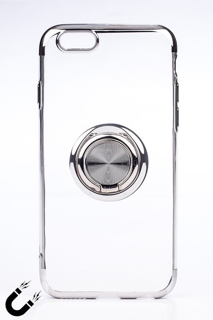 Telefon Kılıfı - Apple iPhone 6 ve 6S - Yüzüklü Şeffaf - Gümüş (TŞY-001)
