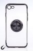 Telefon Kılıfı - Apple iPhone 7 ve 8 - Yüzüklü Şeffaf - Siyah (TŞY-002)
