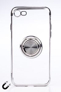 Telefon Kılıfı - Apple iPhone 7 ve 8 - Yüzüklü Şeffaf - Gümüş (TŞY-003)