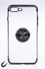 Telefon Kılıfı - Apple iPhone 7 Plus ve 8 Plus - Yüzüklü Şeffaf - Siyah (TŞY-004)