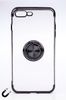 Telefon Kılıfı - Apple iPhone 7 Plus ve 8 Plus - Yüzüklü Şeffaf - Siyah (TŞY-004)