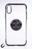 Telefon Kılıfı - Apple iPhone X ve XS - Yüzüklü Şeffaf - Siyah (TŞY-006)
