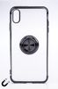 Telefon Kılıfı - Apple iPhone XS Max - Yüzüklü Şeffaf - Siyah (TŞY-008)