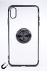 Telefon Kılıfı - Apple iPhone XS Max - Yüzüklü Şeffaf - Siyah (TŞY-008)