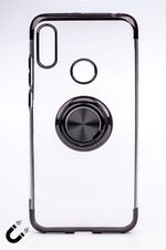 Telefon Kılıfı - Honor 8A - Yüzüklü Şeffaf - Siyah (TŞY-010)