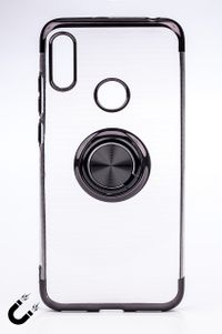 Telefon Kılıfı - Honor 8A - Yüzüklü Şeffaf - Siyah (TŞY-010)