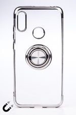 Telefon Kılıfı - Honor 8A - Yüzüklü Şeffaf - Gümüş (TŞY-011)