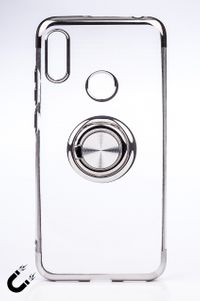 Telefon Kılıfı - Honor 8A - Yüzüklü Şeffaf - Gümüş (TŞY-011)