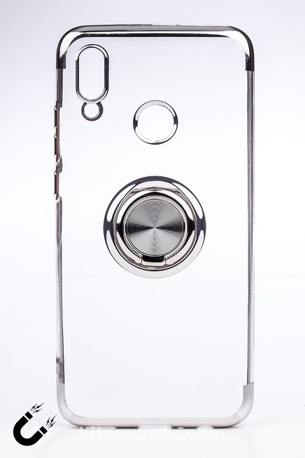 Telefon Kılıfı - Honor 10 Lite - Yüzüklü Şeffaf - Gümüş (TŞY-013)
