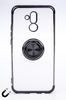 Telefon Kılıfı - Huawei Mate 20 Lite - Yüzüklü Şeffaf - Siyah (TŞY-014)