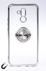 Telefon Kılıfı - Huawei Mate 20 Lite - Yüzüklü Şeffaf - Gümüş (TŞY-015)