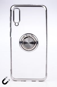 Telefon Kılıfı - Samsung Galaxy A20 ve A30 - Yüzüklü Şeffaf - Gümüş (TŞY-017)