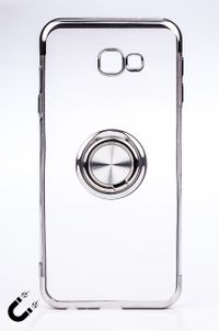 Telefon Kılıfı - Samsung Galaxy J4 Plus - Yüzüklü Şeffaf - Gümüş (TŞY-021)