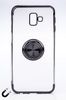 Telefon Kılıfı - Samsung Galaxy J6  - Yüzüklü Şeffaf - Siyah (TŞY-022)