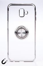 Telefon Kılıfı - Samsung Galaxy J6 - Yüzüklü Şeffaf - Gümüş (TŞY-023)