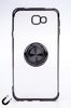 Telefon Kılıfı - Samsung Galaxy J7 Prime  - Yüzüklü Şeffaf - Siyah (TŞY-024)