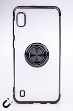 Telefon Kılıfı - Samsung Galaxy M10 ve A10  - Yüzüklü Şeffaf - Siyah (TŞY-026)
