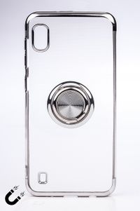 Telefon Kılıfı - Samsung Galaxy M10 ve A10 - Yüzüklü Şeffaf - Gümüş (TŞY-027)