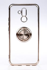 Telefon Kılıfı - Huawei Mate 20 Lite - Yüzüklü Şeffaf - Bronz