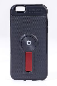 Telefon Kılıfı - Apple iPhone 6 - 6S  - Mat Siyah - Bordo Ayaklı (TMS-001)