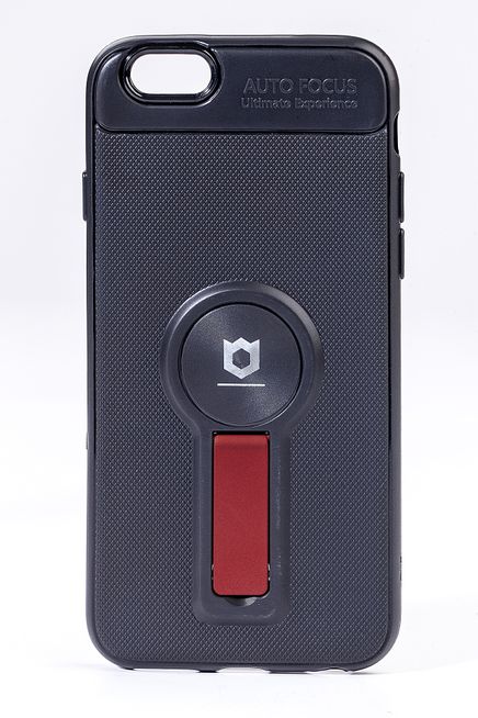 Telefon Kılıfı - Apple iPhone 6 - 6S  - Mat Siyah - Bordo Ayaklı (TMS-001)