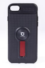 Telefon Kılıfı - Apple iPhone 7 - 8  - Mat Siyah - Bordo Ayaklı (TMS-006)