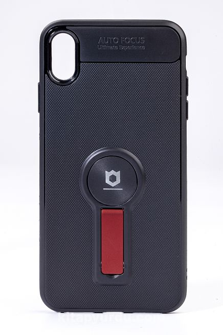 Telefon Kılıfı - Apple iPhone X   - Mat Siyah - Bordo Ayaklı (TMS-016)
