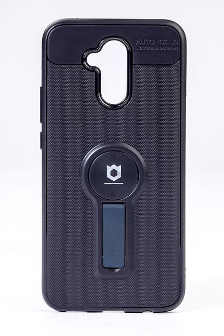 Telefon Kılıfı - Huawei Mate 20 Lite  - Mat Siyah - Petrol Mavisi Ayaklı (TMS-029)